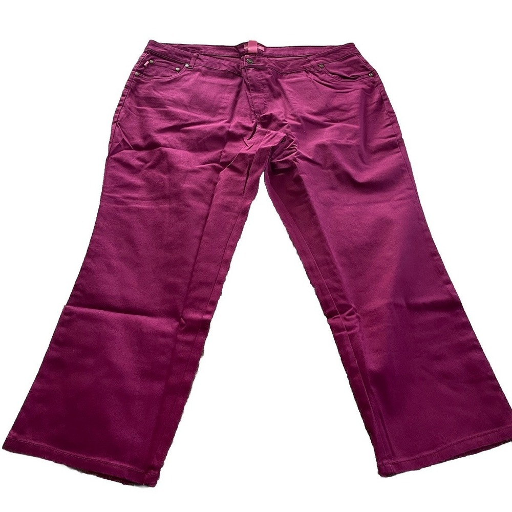 Woman Within Size 28W Pink Fuchsia 5 Pocket‎ Jeans Straight Leg Jeans